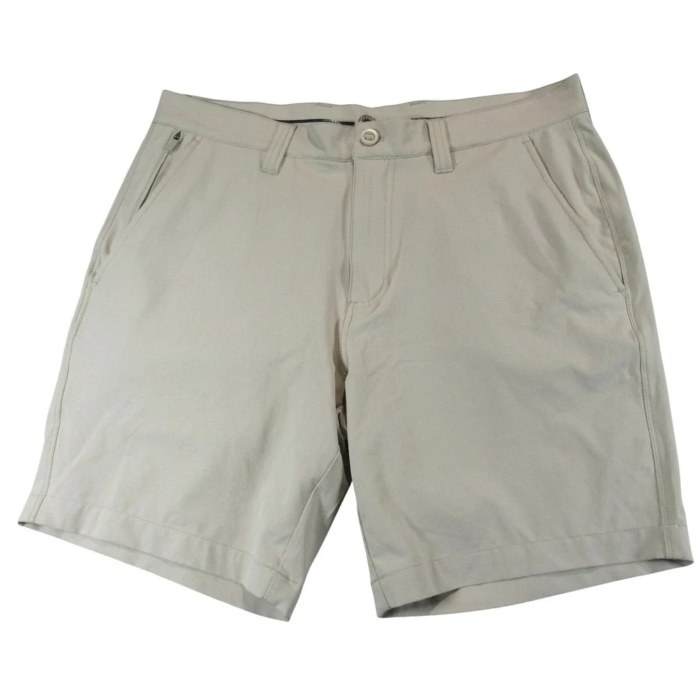 Flag & Anthem Mens Shorts 32 x 8 Madeflex Performance Beige Stretch Polyester